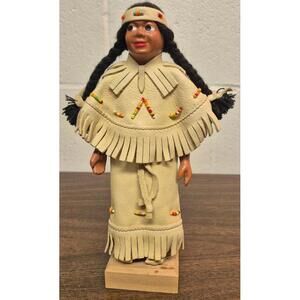 Native American Style Doll with Beaded Fringe Outfit